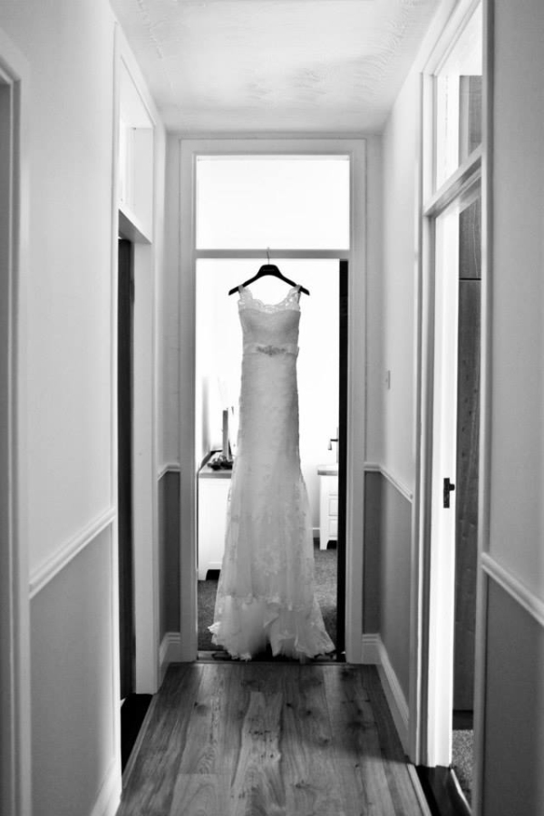 dress hanging in doorway